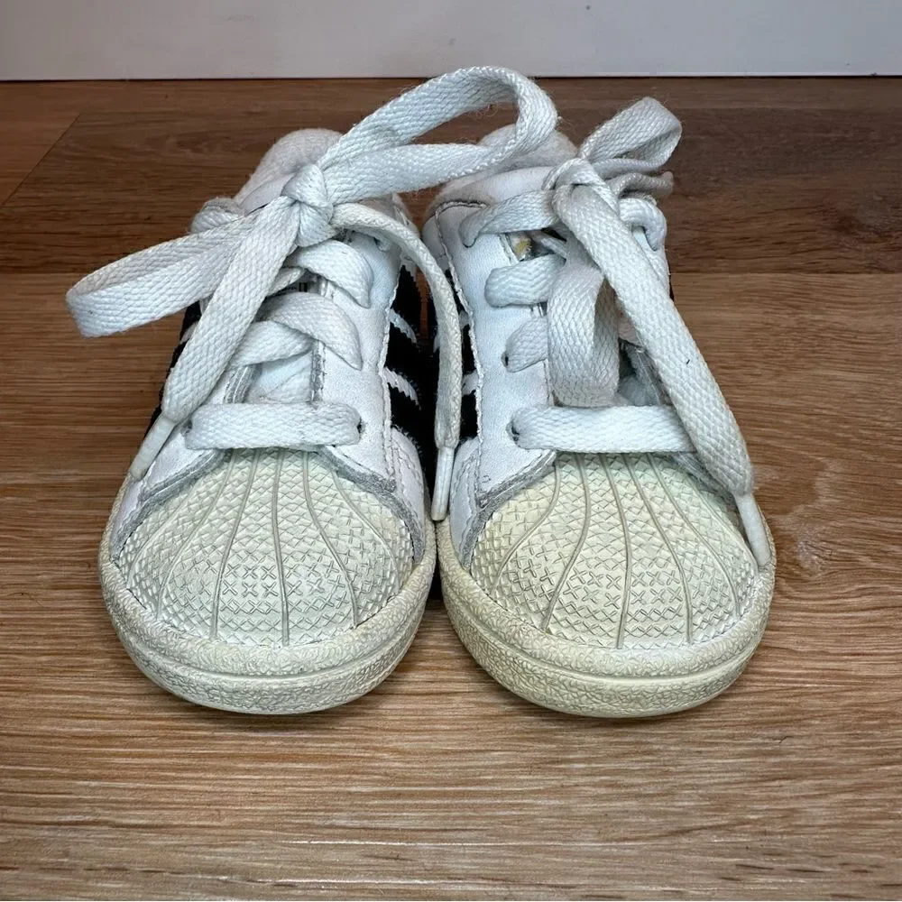 Adidas Unisex Baby Size 4.5 Superstar Lace Up Sneaker Shoes